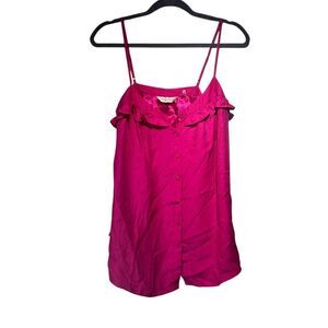Rebecca Taylor Women's Pink Silk Ruffle Cami Top Size M Party/Cocktail